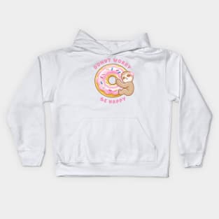 Donut Worry Be Happy Cute Sloth Kids Hoodie